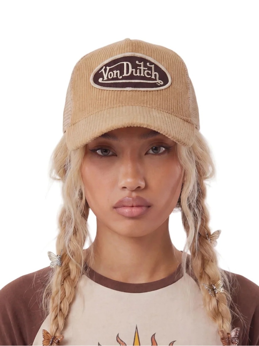 Von Dutch Khaki Cordutch Corduroy Trucker Hat